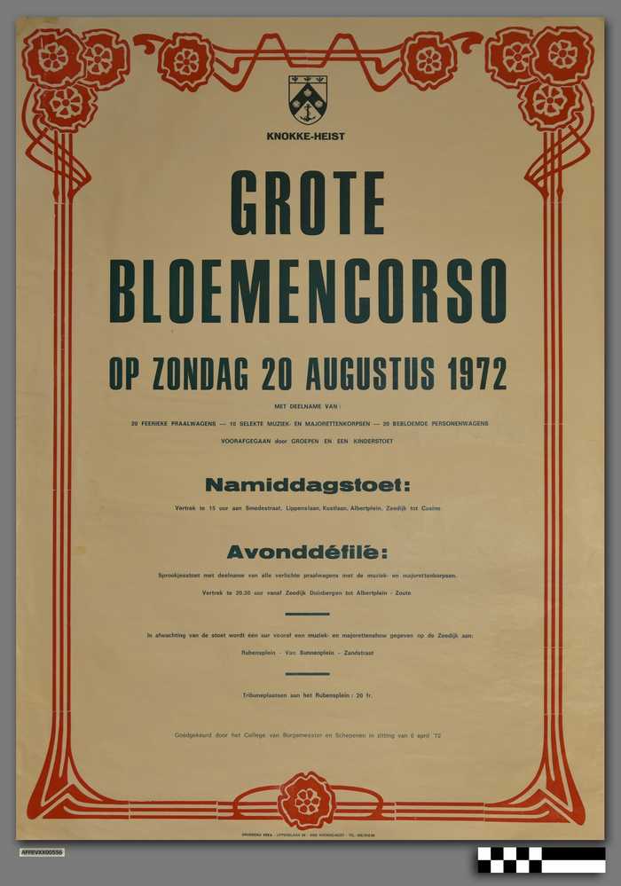 Grote Bloemencorso op zondag 20 augustus 1972 - Knokke-Heist